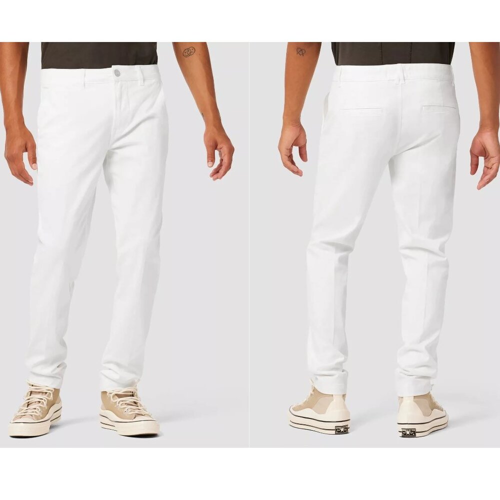 Hudson Jeans Men White Classic Slim Straight Chino Pants Cotton Stretch $195 31